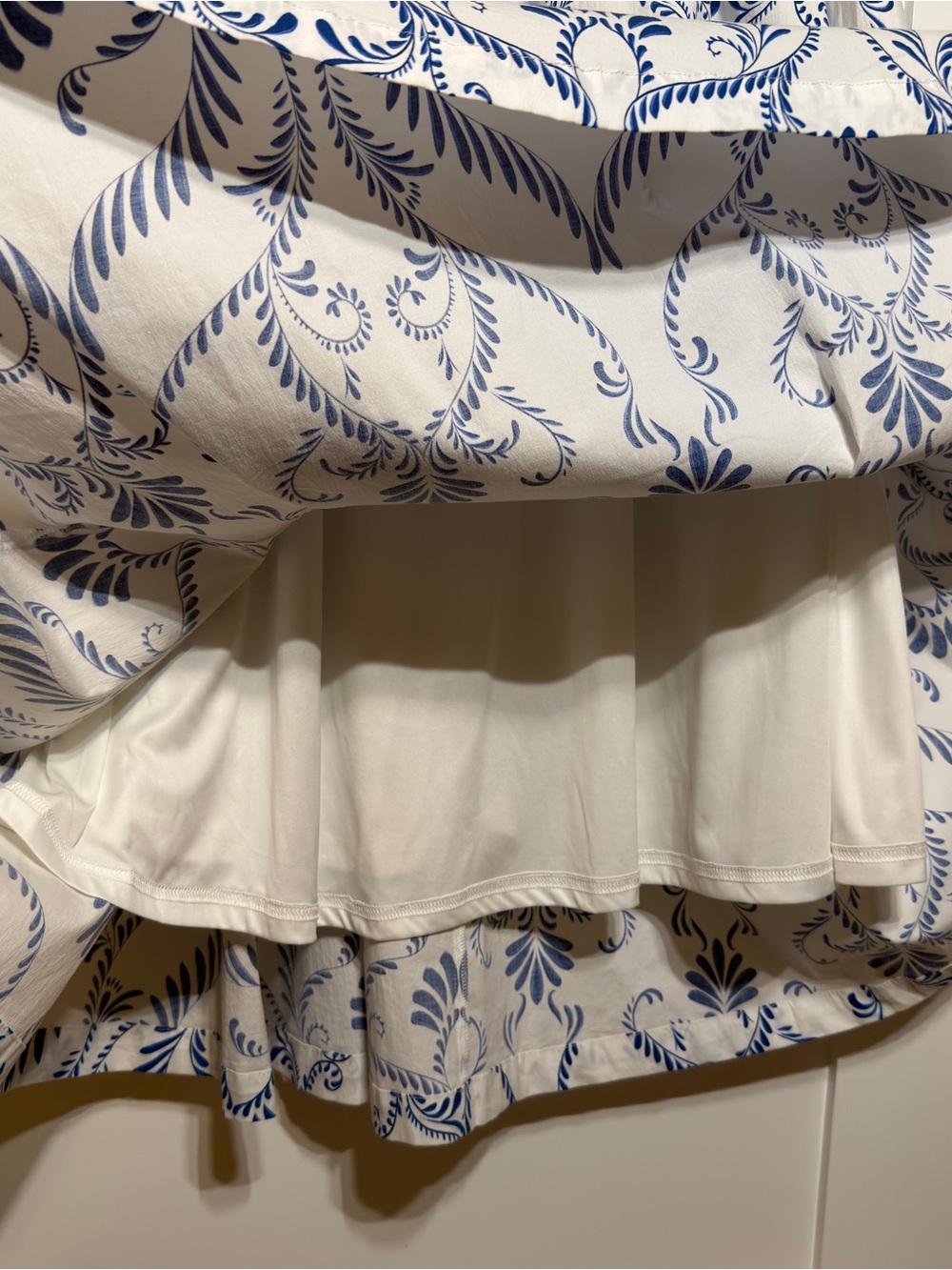 7 For All Mankind White/Blue Floral Square Neck A-Line Midi Zip Dress 10 NWT - Picture 6 of 14